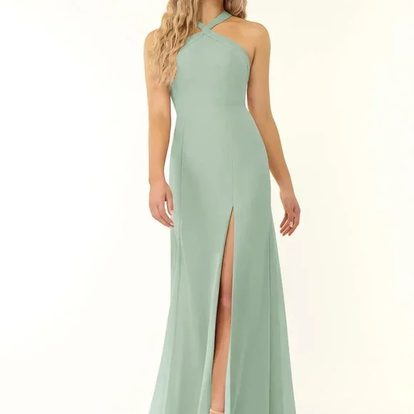 agave bridesmaid dresses A-Line Maxi Chiffon Bridesmaid Dresses COCOMELODY CB0824, Hunter Green